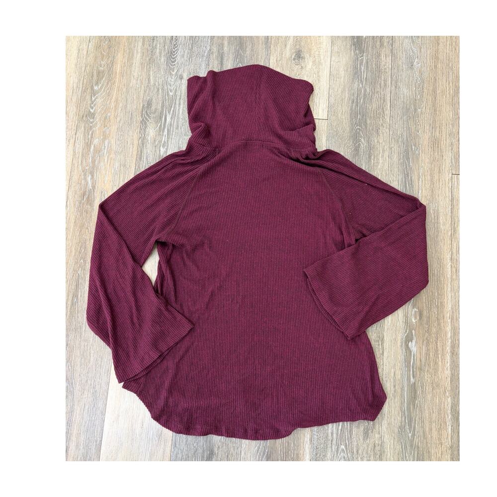 Maeve Anthropologie Ribbed Top Large Cowl Neck Burgundy Cozy